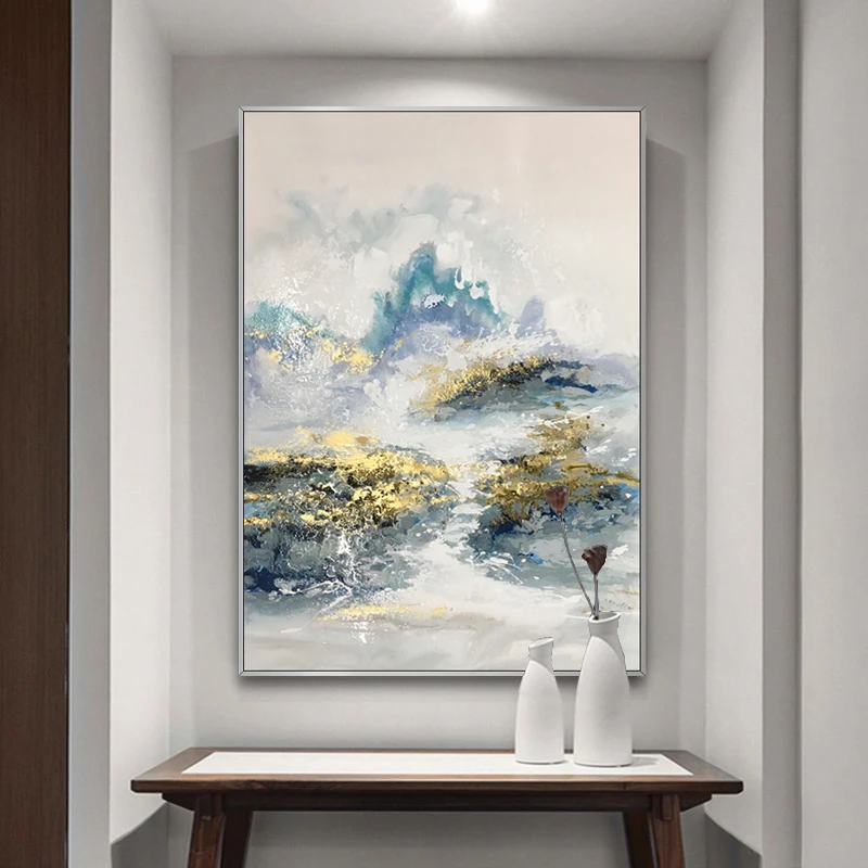 

Hand-painted Abstract Oil Painting Modern Minimalist Gold Foil Single Large Living Room Decorative Painting Canvas No Frame