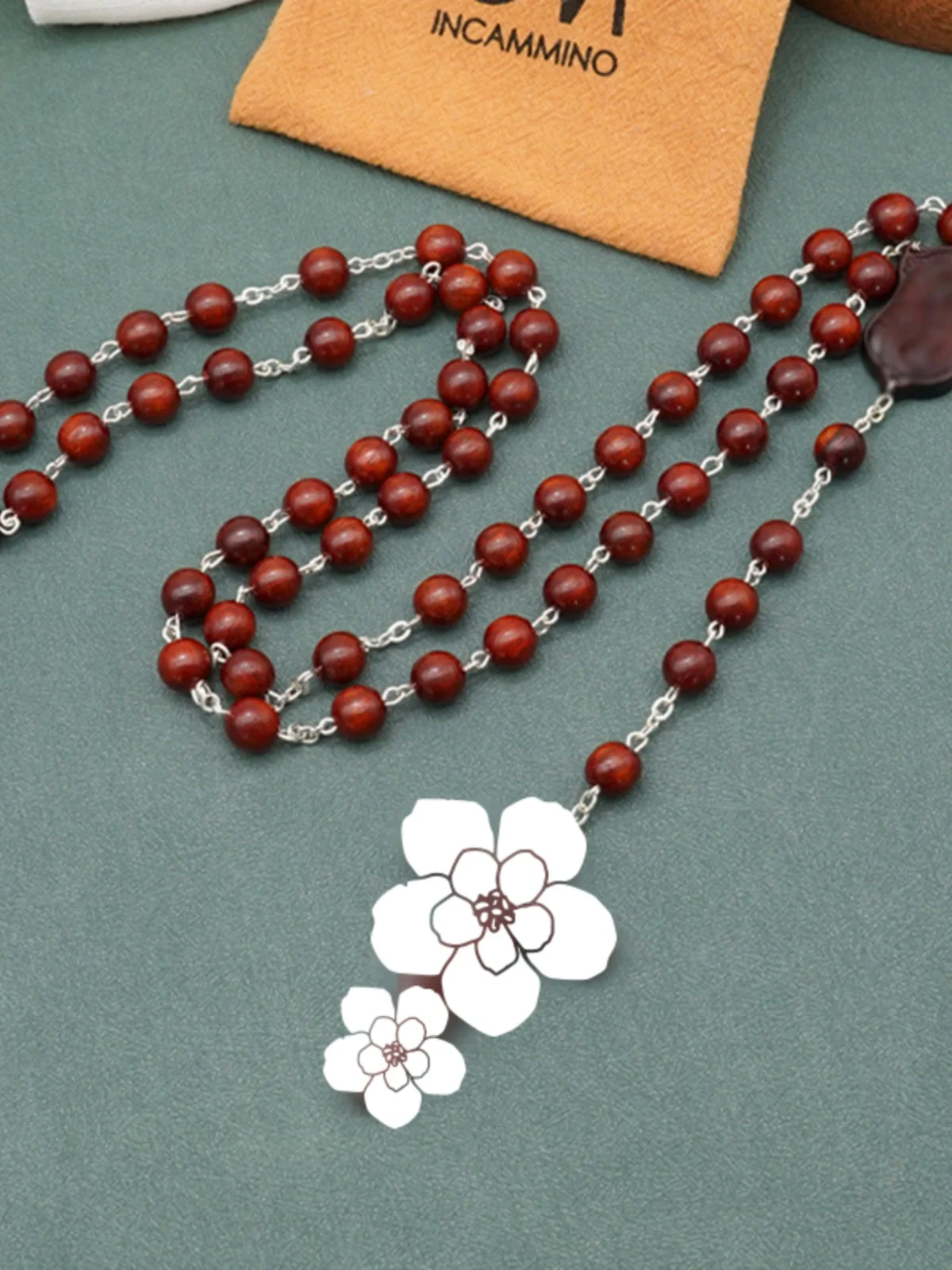 7/8 мм Wanfu оливковая деревянная цепочка роза четки браслет подарок четок сумка для