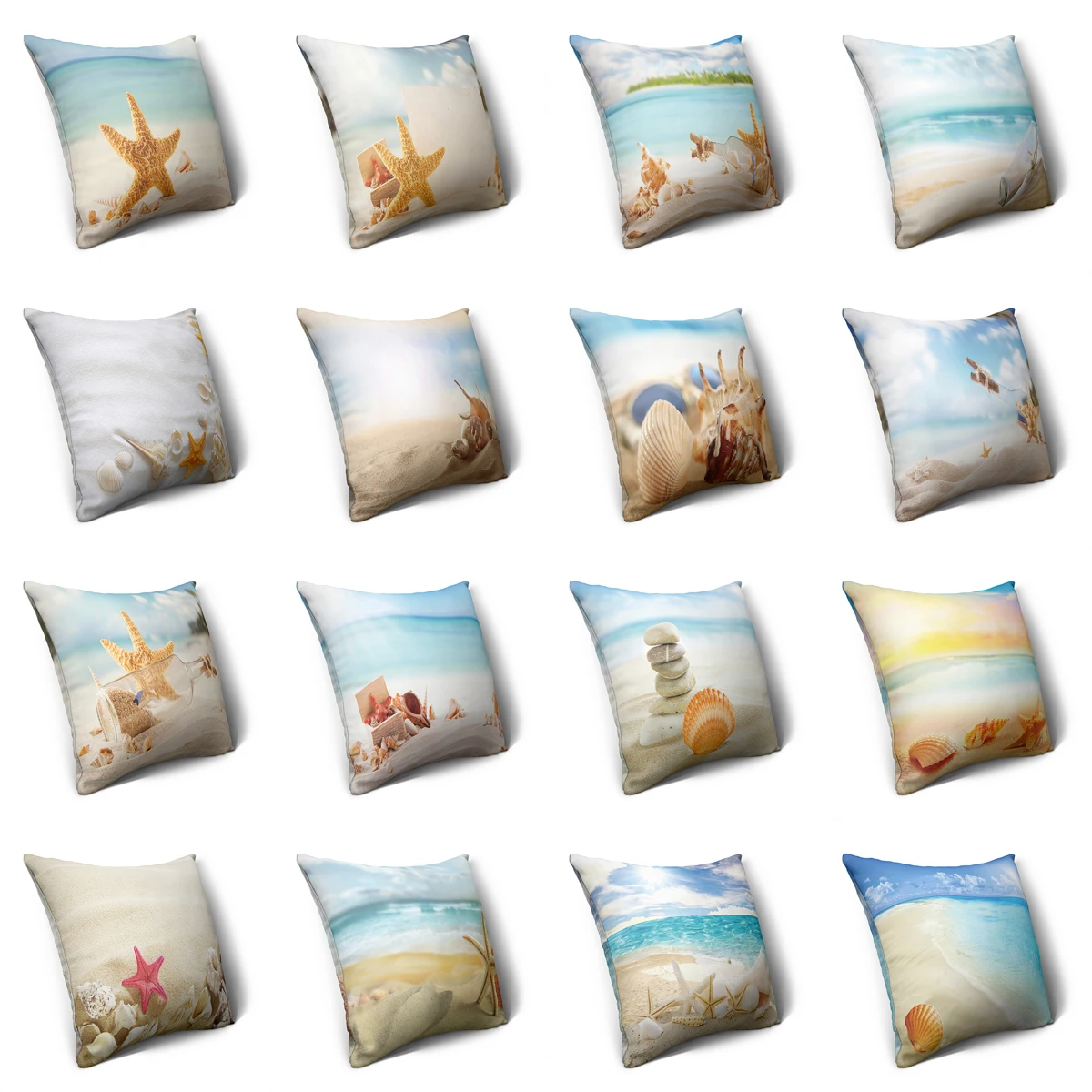 

ZHENHE Sunshine Beach Scenery Pillow Case Double Sided Printing Cushion Cover for Bedroom Sofa Balcony Decor 18x18 Inch（45x45cm）