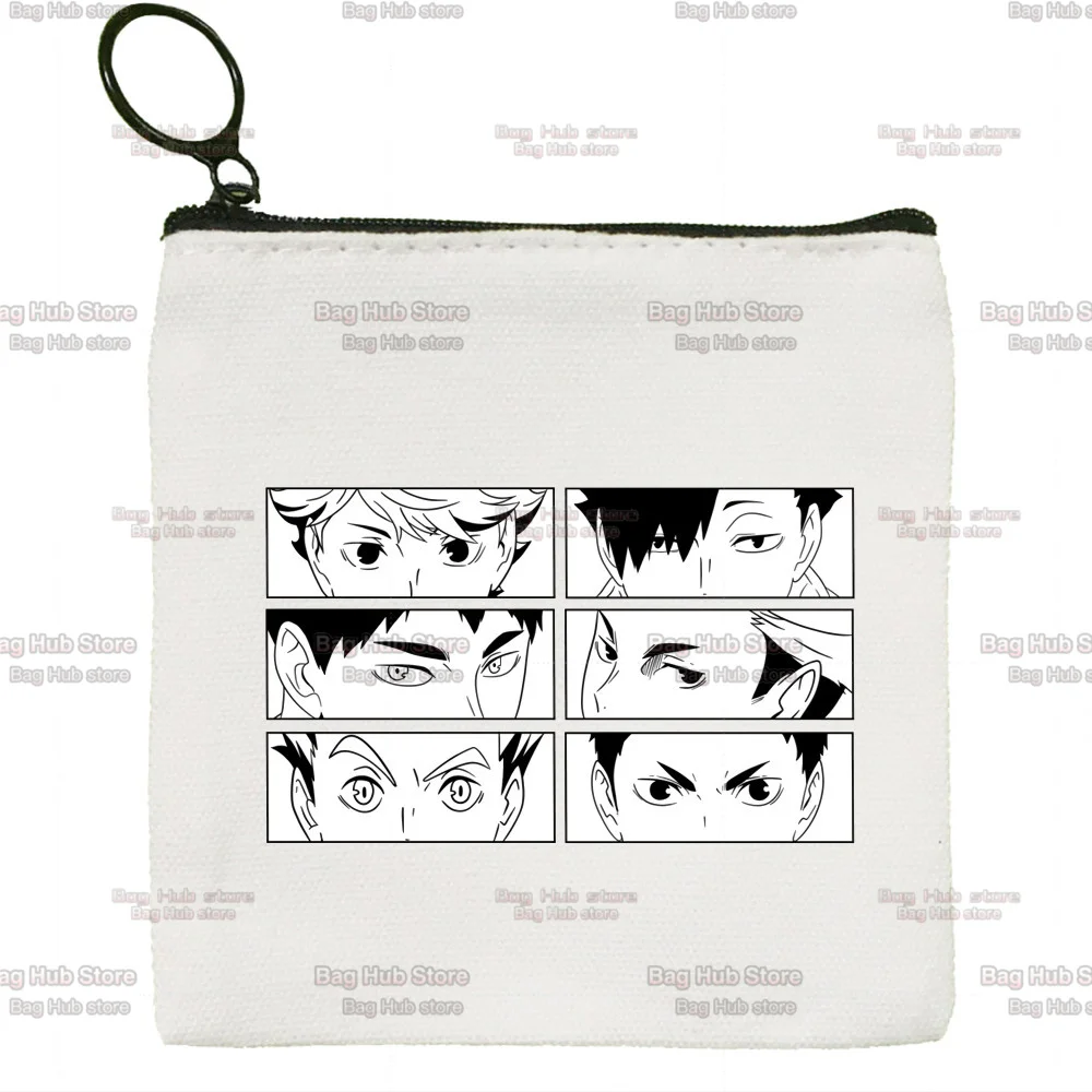 Oya Oya Oya Haikyuu Kuroo Anime Bokuto Volleyball Mini Coin Purse Small Bag Cute Canvas Coin Purse Bag