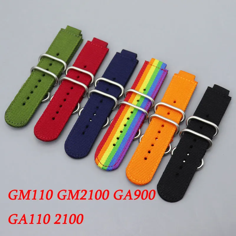 

16mm Watch Strap For Casio G-SHOCK GM-110 GM-2100 GA-900 Men Modified Nylon Canvas Wrist Band for GA-100/110 700 ga2100 DW5600