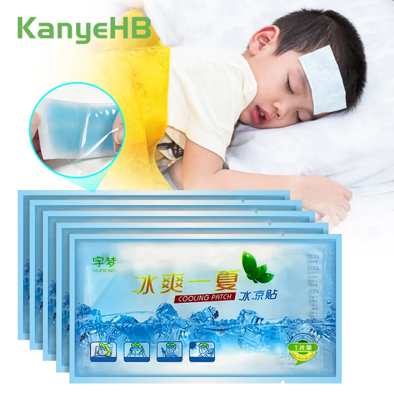 

5pcs Fever Cooling Plaster Ice Gel Cooling Patches Baby Fever Medical Plaster Polymer Hydrogel Pad Lower Body Temperature A206