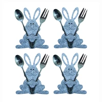 bunny silverware holders set 4 pcs easter cutlery holders creative tableware utensil holders washable and reusable cutlery