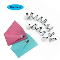 81626pcs silicone kitchen accessories icing piping cream pastry bag 14 stainless steel nozzle set diy cake decorating tips