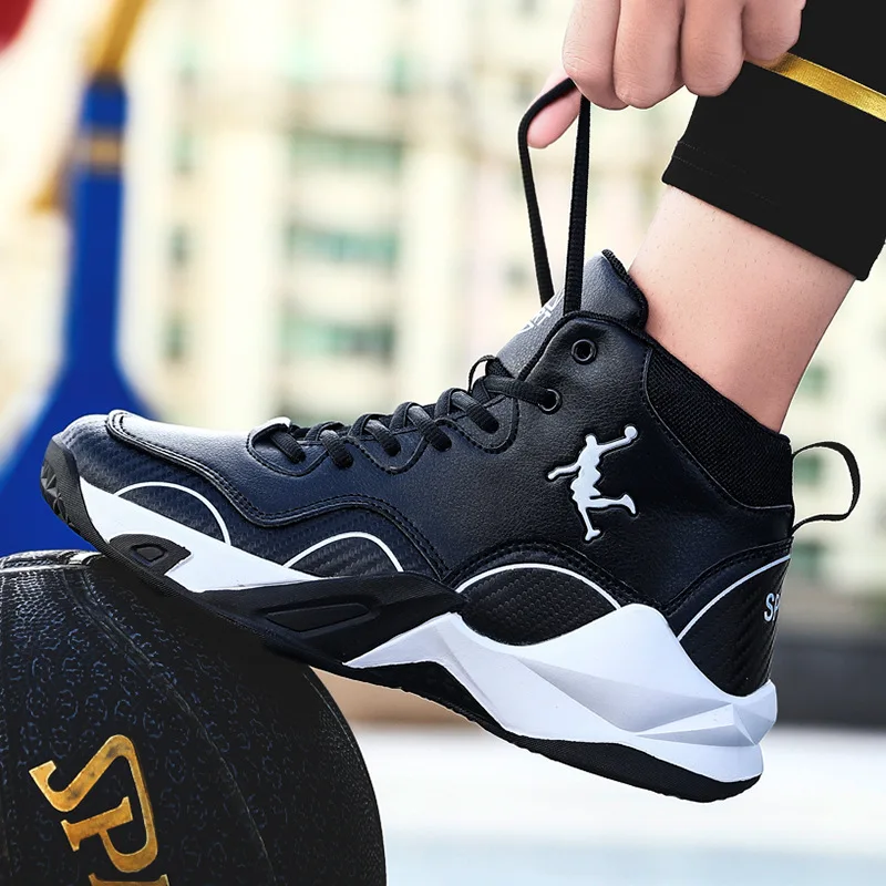 High top men's shoes Basketball shoes leather sneakers