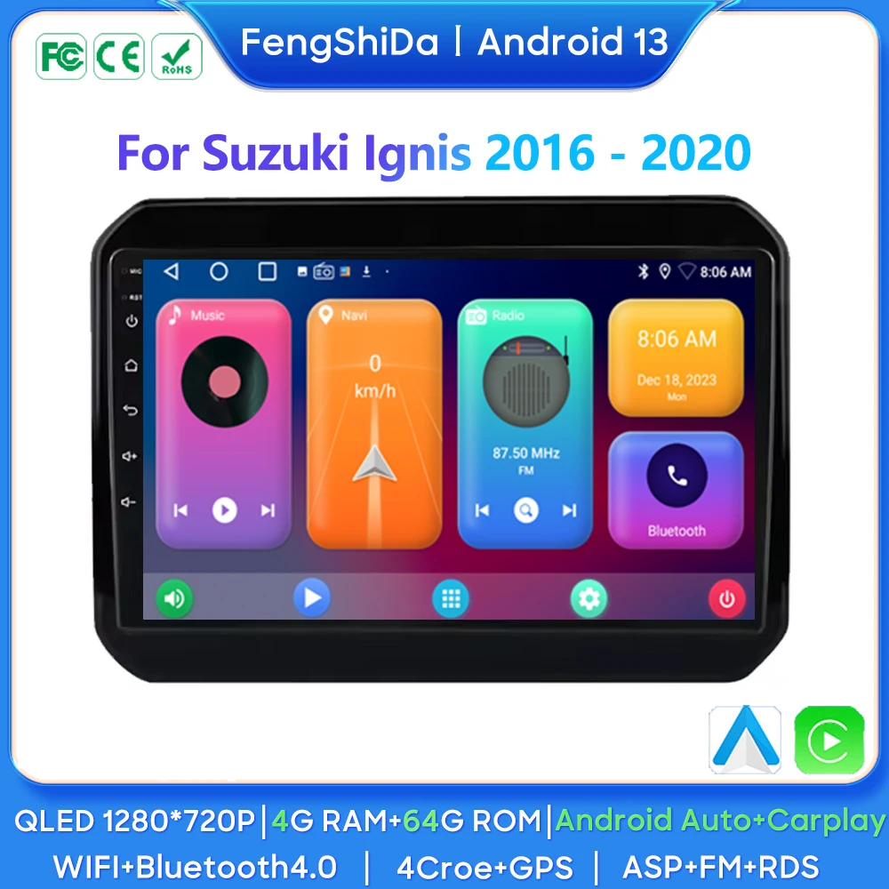 Автомагнитола для Suzuki Ignis 2016 2017 2018 2019 2020 стереоприемник IPS Автомобильный