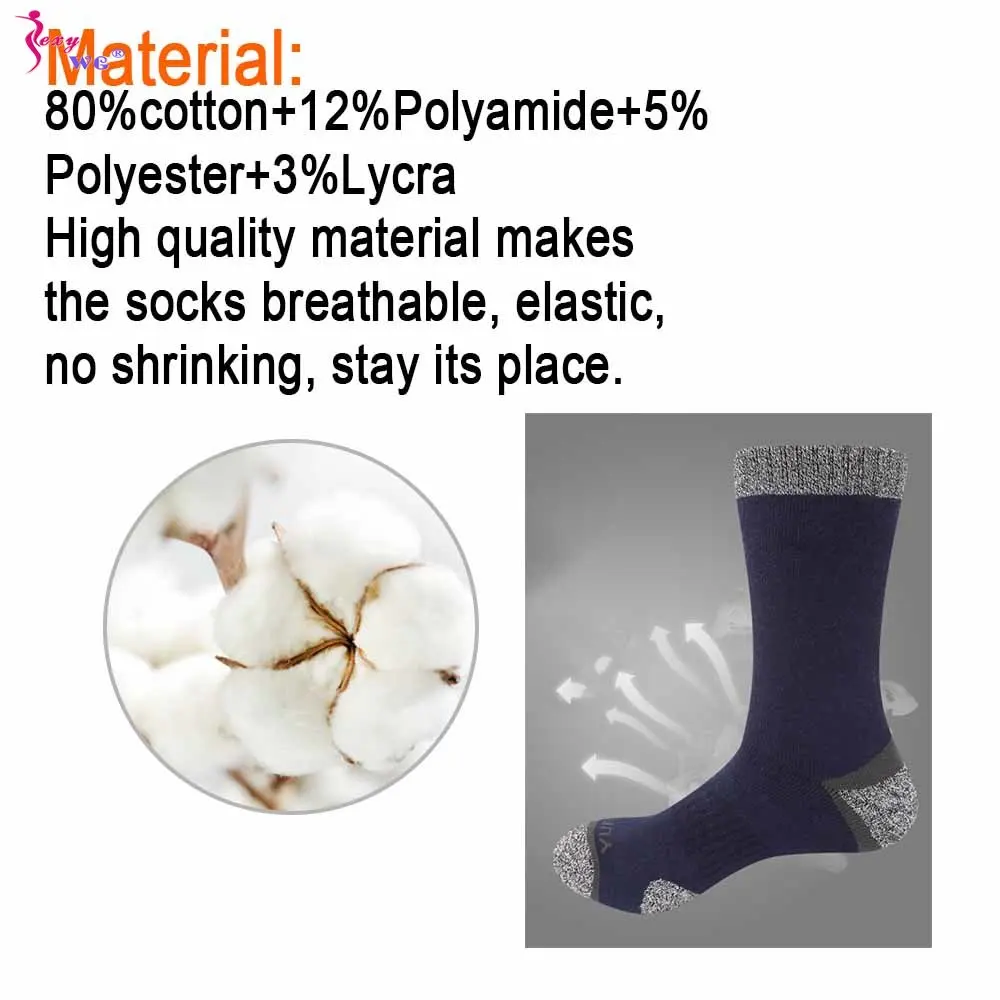 SEXYWG 5 Pairs/Set Winter Professional Men's Sports Sock Outdoor Keep Warm Cycling Running Hiking Skiing Men Crew Socks
