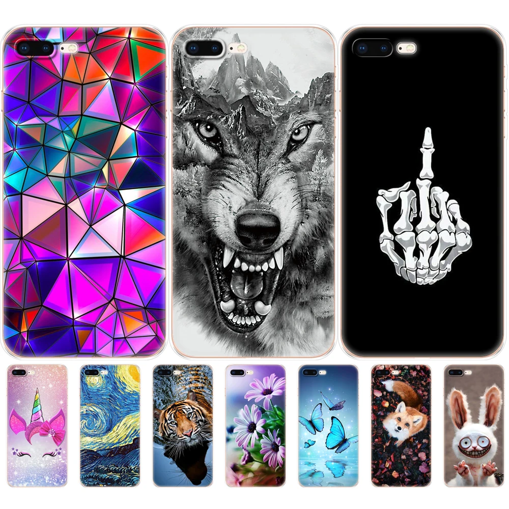 Cases For iphone 7 8 Case soft tpu Shell back Cover For Apple iPhone 7 8 plus Bag Funda coque etui bumper paiting flower rose
