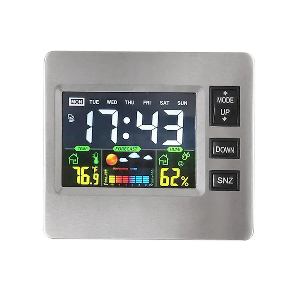 

Weather Clock Color Screen Digital Display Thermometer Humidity Clock Colorful Alarm Calendar Weather Electronic Alarm Clock