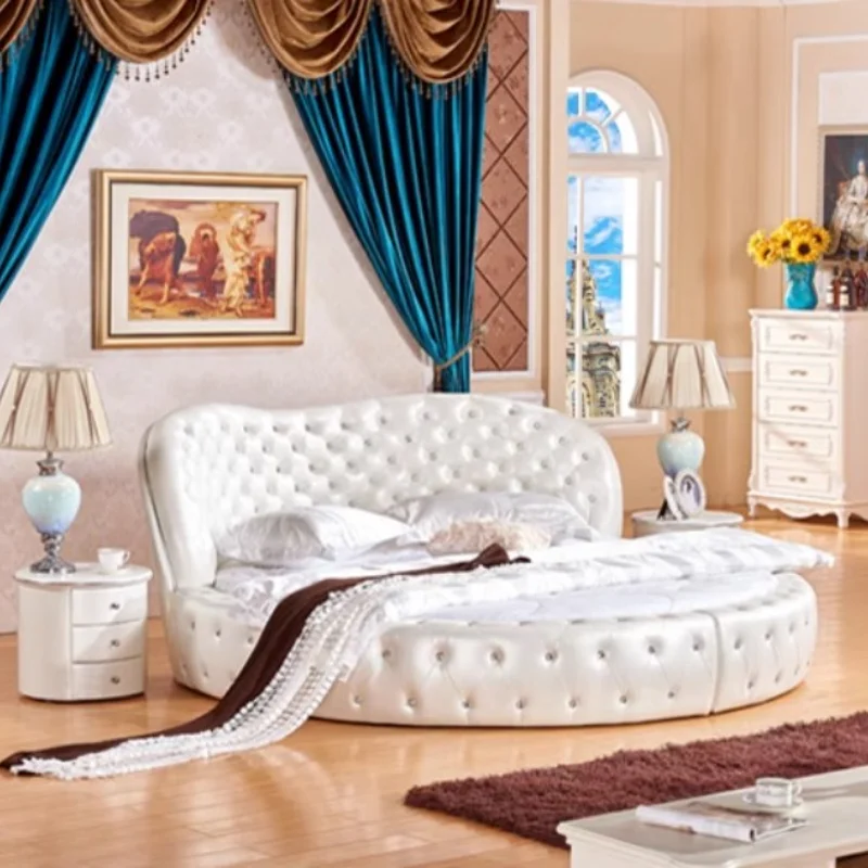 Европейская круглая кровать принцессы элегантная белая вилла королевского