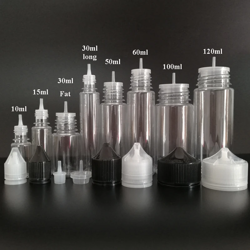 

50pcs 10ml 30ml 60ml 100ml 120ml Empty Pen Plastic Dropper Vials E Liquid Refillable Bottles Long Thin Tip Vape Juice Oil Bottle