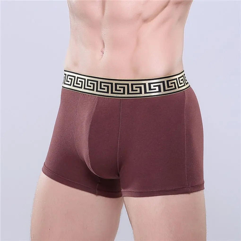 

Gold edges Mens Underwear Cotton Boxers sexy pants for male U convex plus size L-XXXL