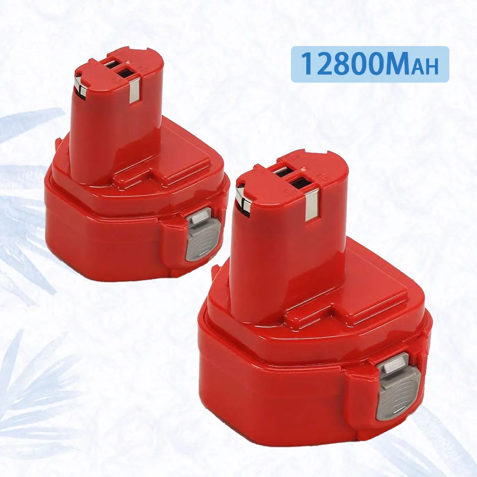 

2022 12 V 12800mAh battery for makita 1233/1234/1235/1235b/192698-8/192698-a/193138-9/193157-5 cordless power tools (red)