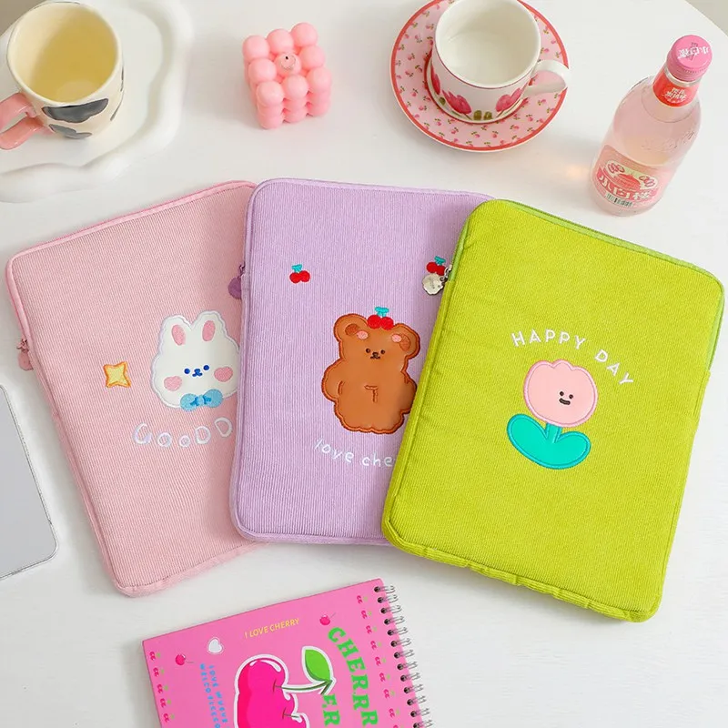 

Corduroy Bear Laptop Sleeve Bag for iPad Air 4 Ice Cream Mac Ipad Pro 9.7 10.8 inch Laptop Tablet Inner Case Bag