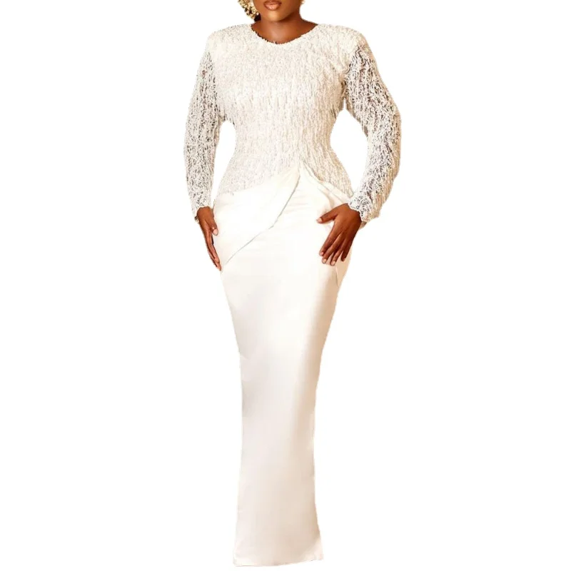 

African Dresses For Women White Maxi Dresses Africa Clothing Muslim Long Dress High Quality Length Fashion African Dress Lady