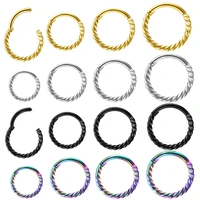 2pcs 16g surgical steel twist hoop nose piercing hinged clicker nose septum ring labret helix tragus rook piercing daith jewelry