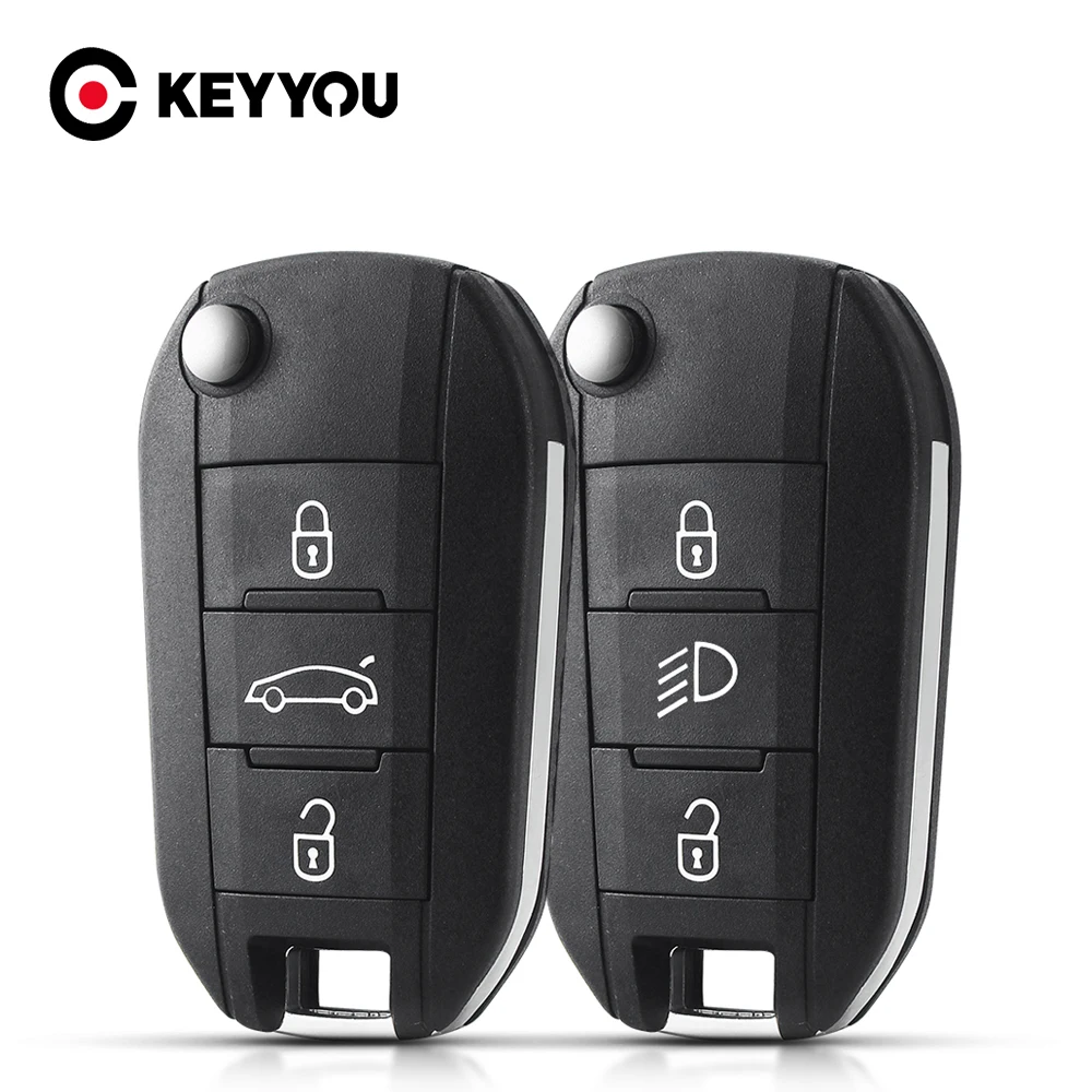 

KEYYOU 3 Button HU83/VA2 Blade Car Key Case for Peugeot 508 208 2008 308 3008 5008 Citroen C3 C4 C4L Elysee Original Fob Case