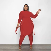 2022 autumn plus size women sets long sleeve crop tops and pants bodysuit fashion two piece sets sexy lady outfit wholesale