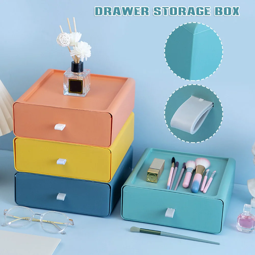 

2022 Desktop Drawer Organizer Versatile Storage Bins for Dresser Makeup Office 4 Colors Large Capacity PP Stackable Storage Box