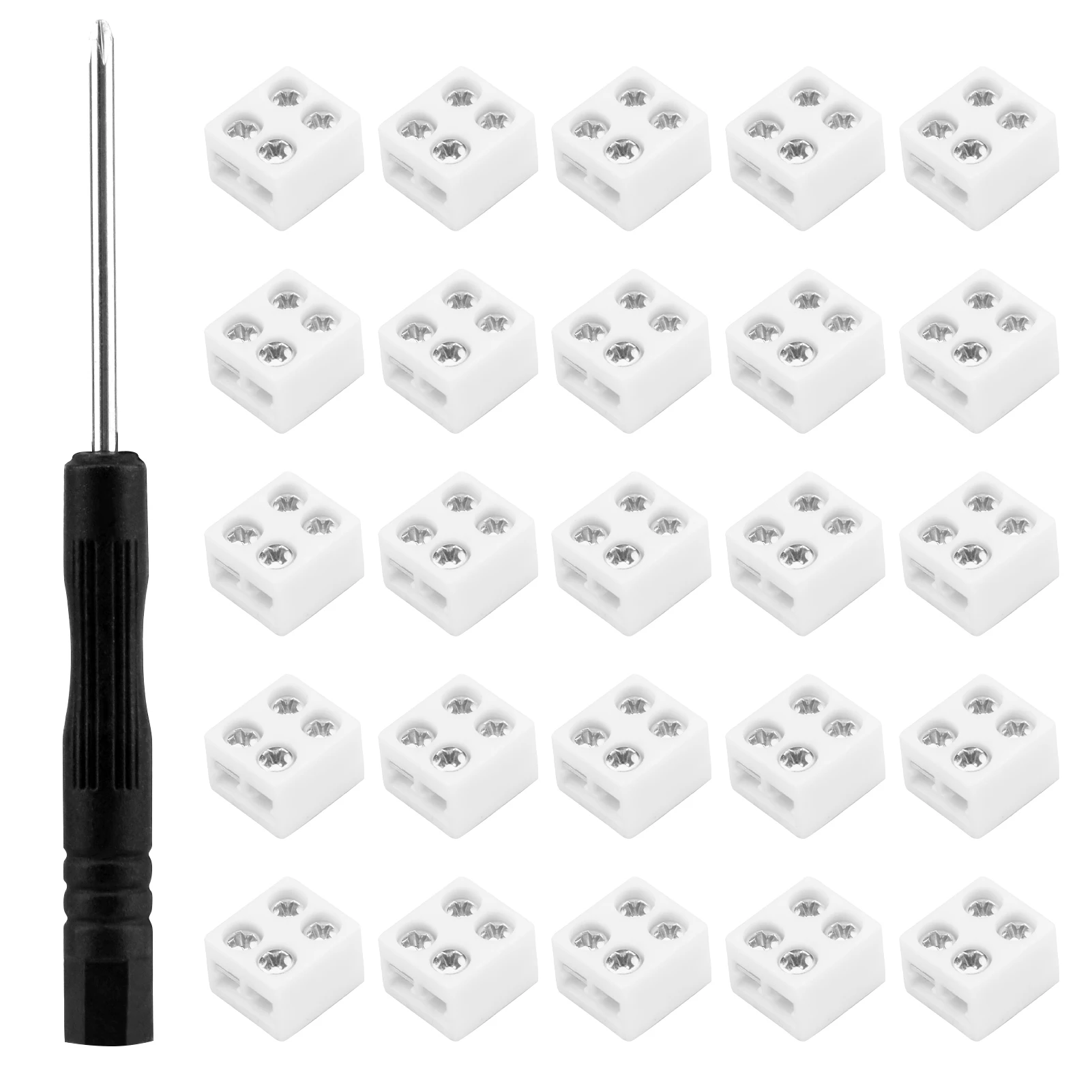 

Клеммная колодка со светодиодной лентой, 25 упаковок, декоративный провод, прочный, 2 контакта, 5 В, 12 В, 24 В, профессиональный, с отверткой, 8 мм ...