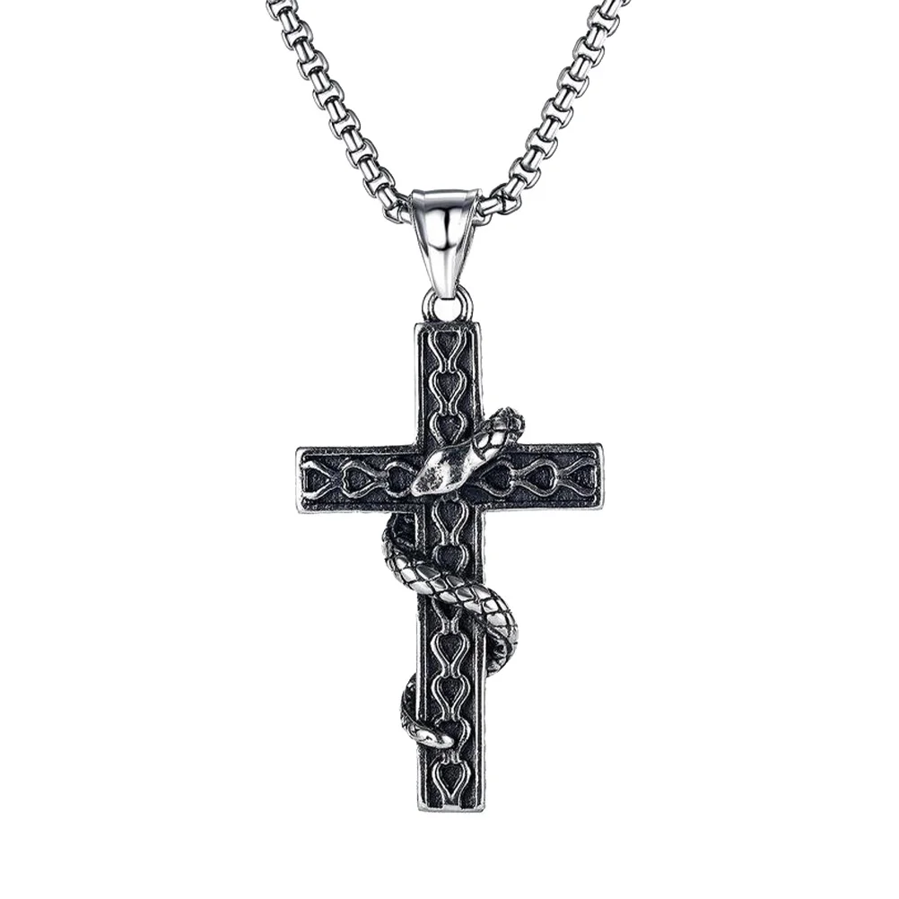 

1Pc Snake Crucifix Pendant Necklace Fashion Neck Pendant Sweater Decoration