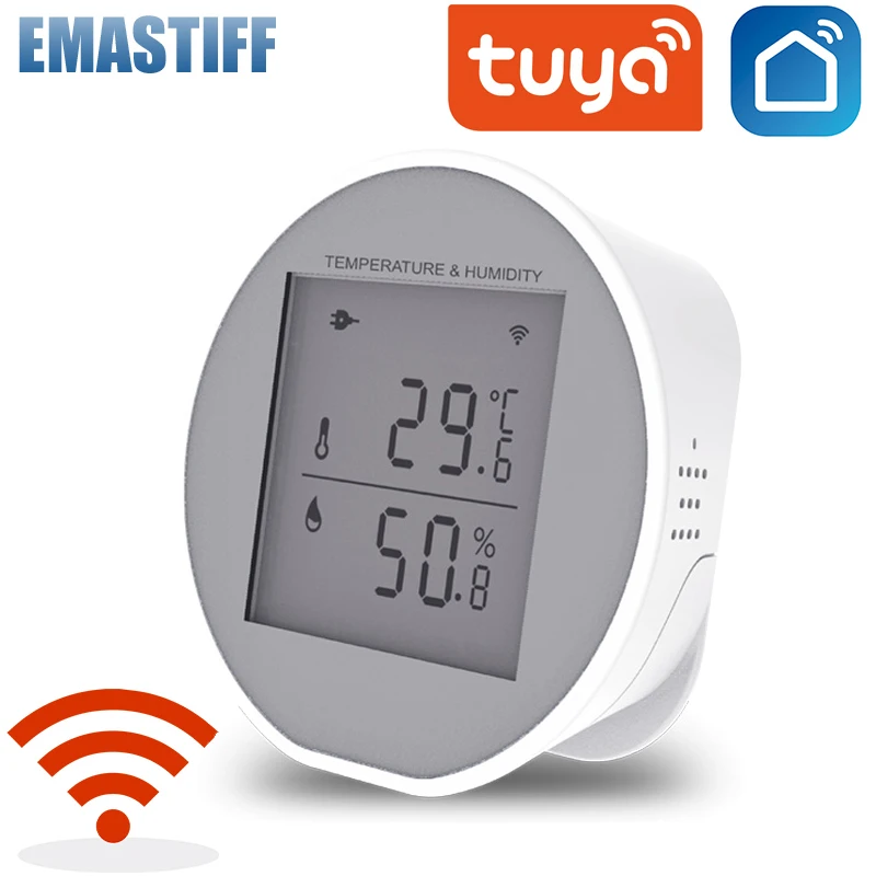 

Tuya Temperature and Humidity Smart Sensor With Backlight for Smart Home var WiFi SmartLife Work with Alexa Google Assistant