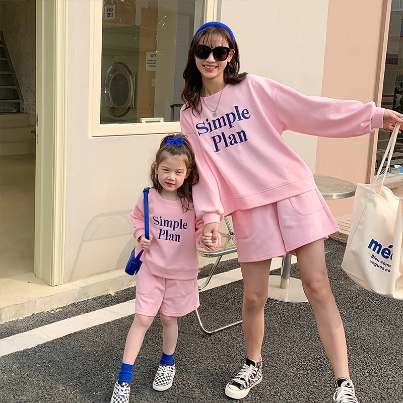 

Parent-child Dress Mother and Daughter New Spring Dress Girls Sweater Two-piece Set Little Girl Season Suit mommy and me clothes