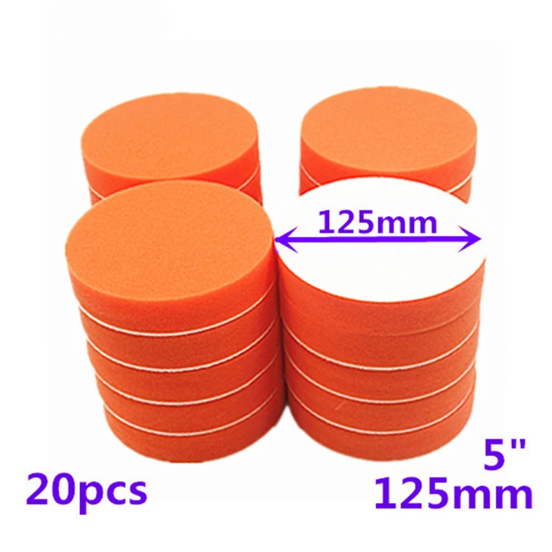 

Orange tools Sponge Buffing Polishing Pads For Car Polisher 20pcs 5\" Flat 125mm Durable Practical High quality