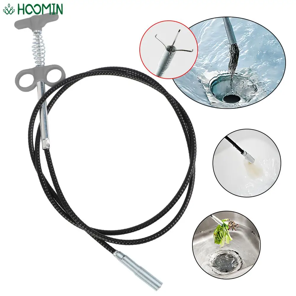 

Kitchen Sink Dredging Tool Clog Plug Hole 60/90/160cm Sewer Pipe Unblocker Blockage Hook Shower Pipeline Bathroom Hair Cleaner