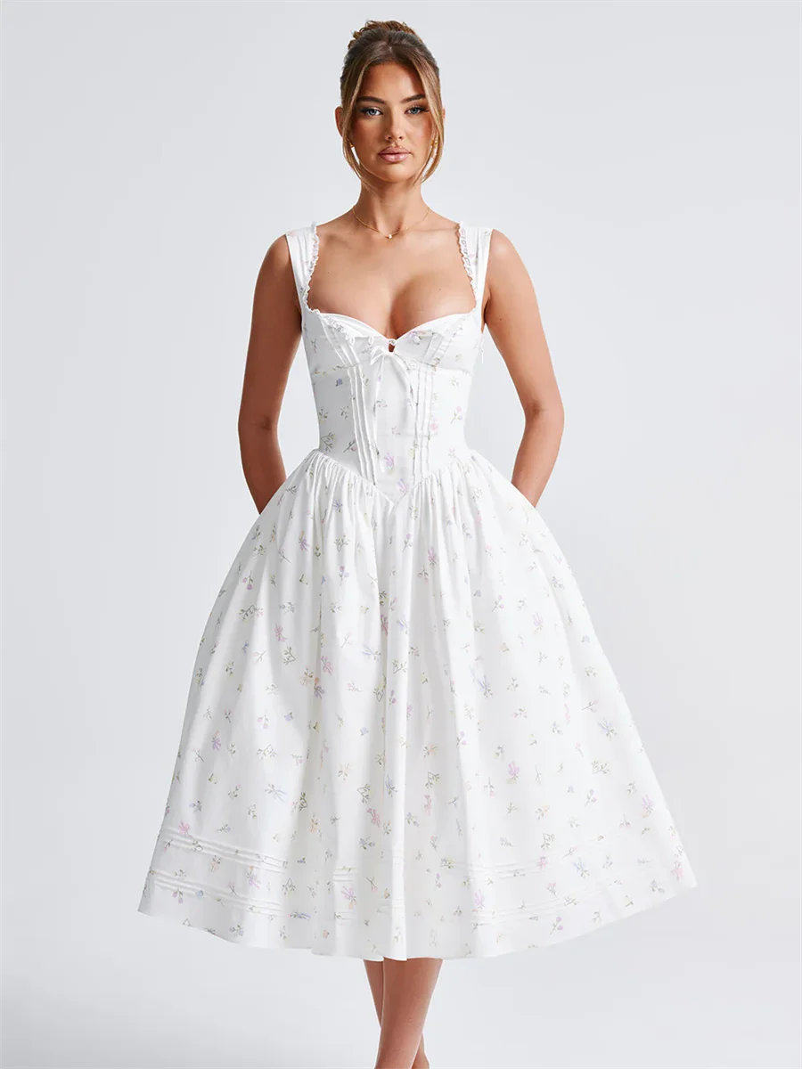 Babyboo French sle Нежная атмосфера Кружевная строчка с цветочным принтом на шнуровке