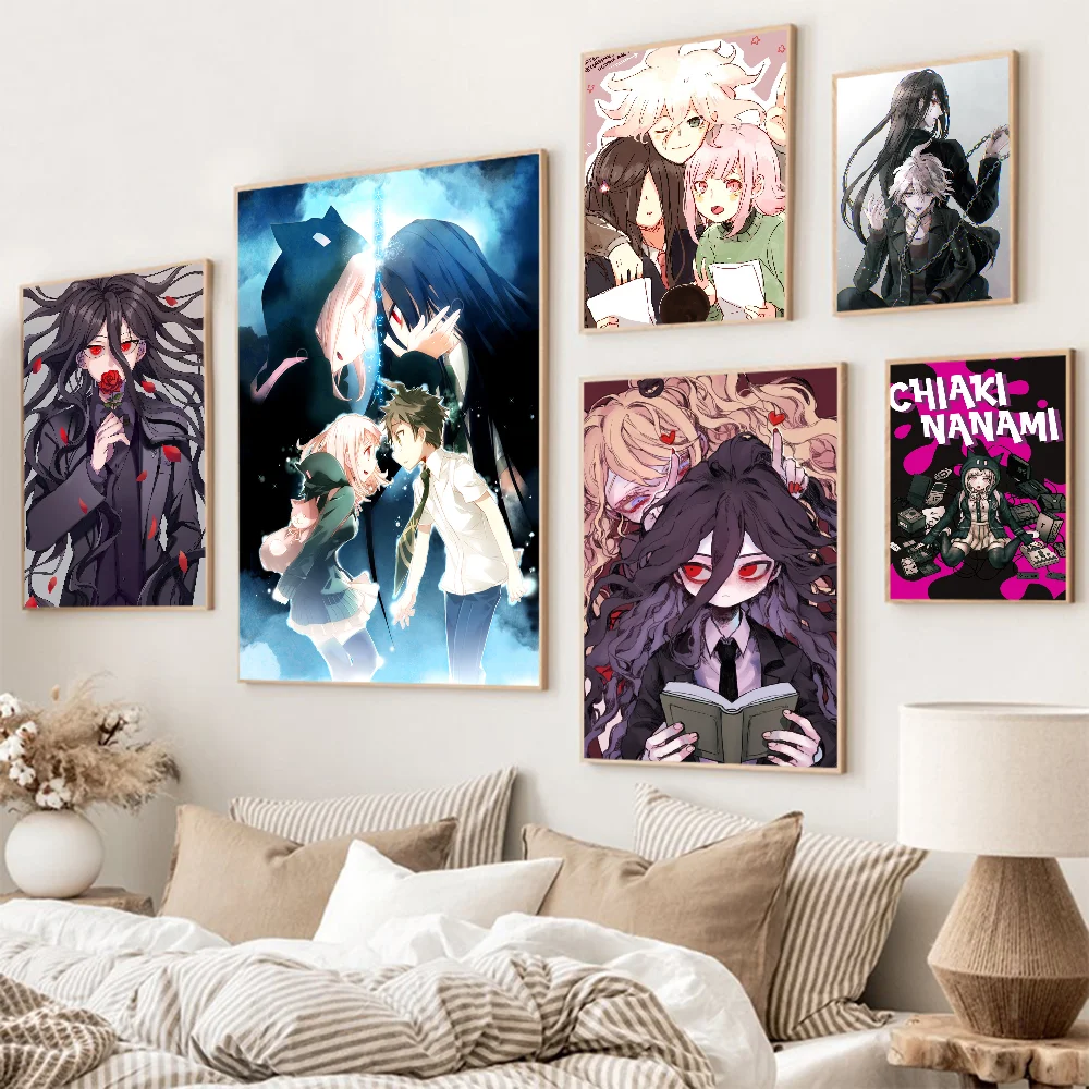 Danganronpa Kamukura Izuru X Nanami ChiaKi Anime Classic Movie Posters Vintage Room Bar Cafe Decor Stickers Wall Painting
