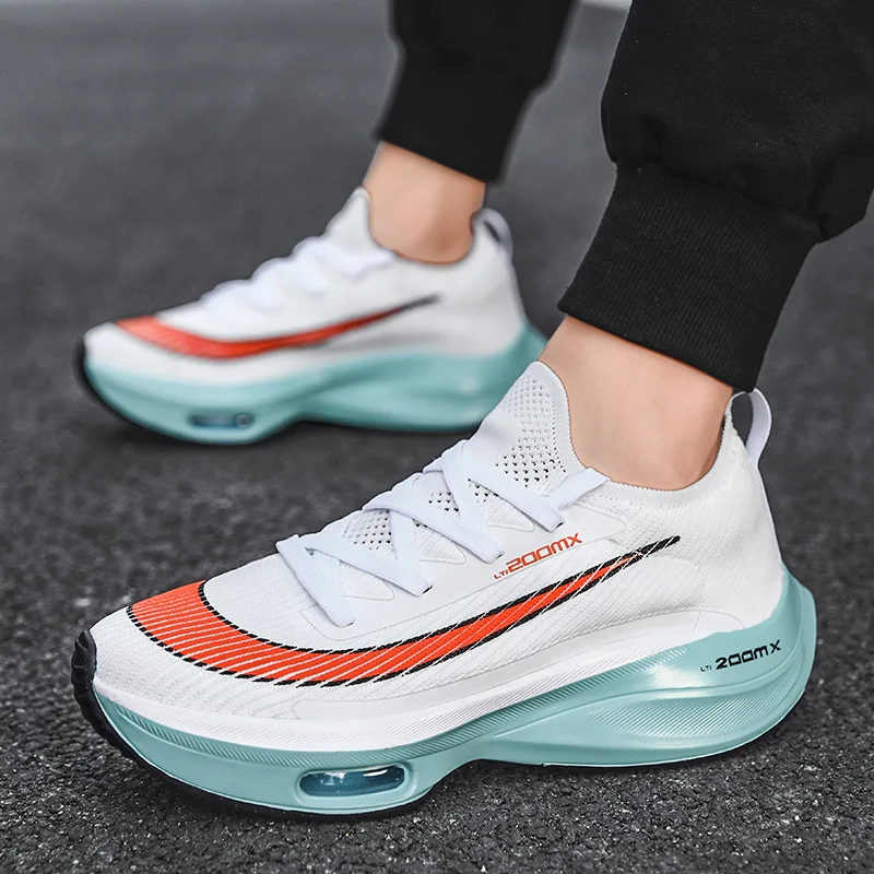 Running Shoes Fashion Men's Sneakers Jogging Lace Up Shock Absorption for Woman Cushioning Trainer Race Breathable Couple Shoes