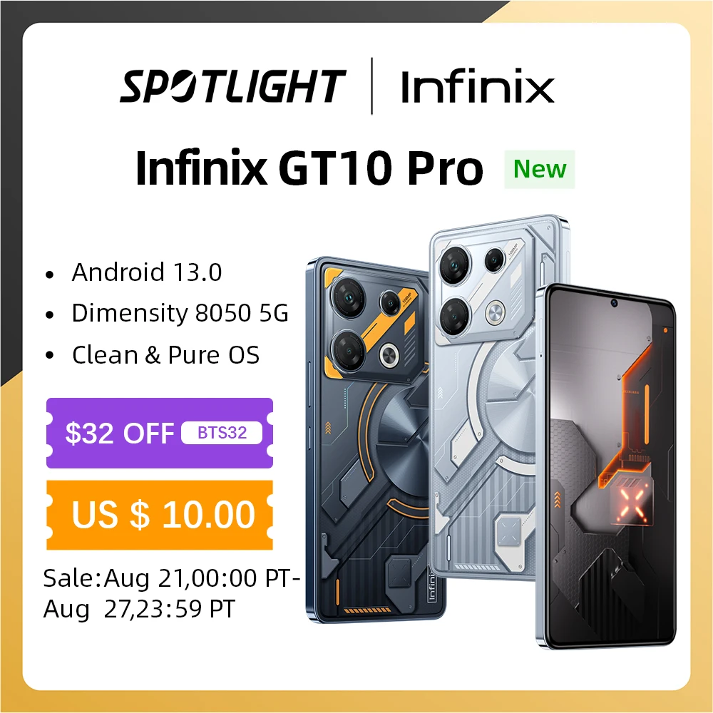 

[World Premiere] Infinix GT 10 pro Dimensity 8050 5G 108MP 5000mAh 45W SuperCharge 6.67" 120Hz NFC Android 13 Clean & Pure OS
