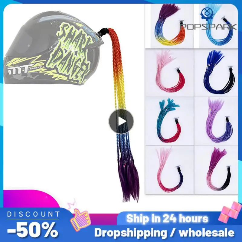 

1PCS Motorcycle Helmet Braids Woman Braids New for Motorbike Helmets Muluticolors Pigtail Ponytail With Sucker Bow