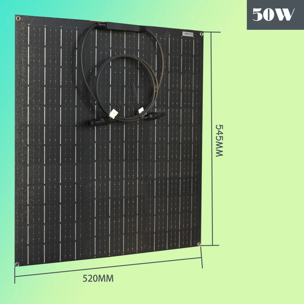 

Solar Panel 50W 100w 12V 18V Battery Charger ETFE Flexible Monocrystalline Cell 22% Charging Efficiency