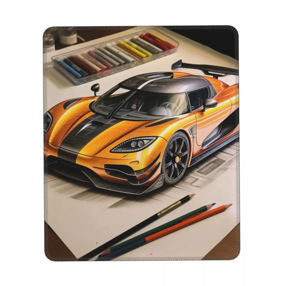 Ultimate Sports Car Vertical Print Mouse Pad Colored Cartoon Pencil Art Custom Rubber Mousepad Non Slip Vintage Table Mouse Pads