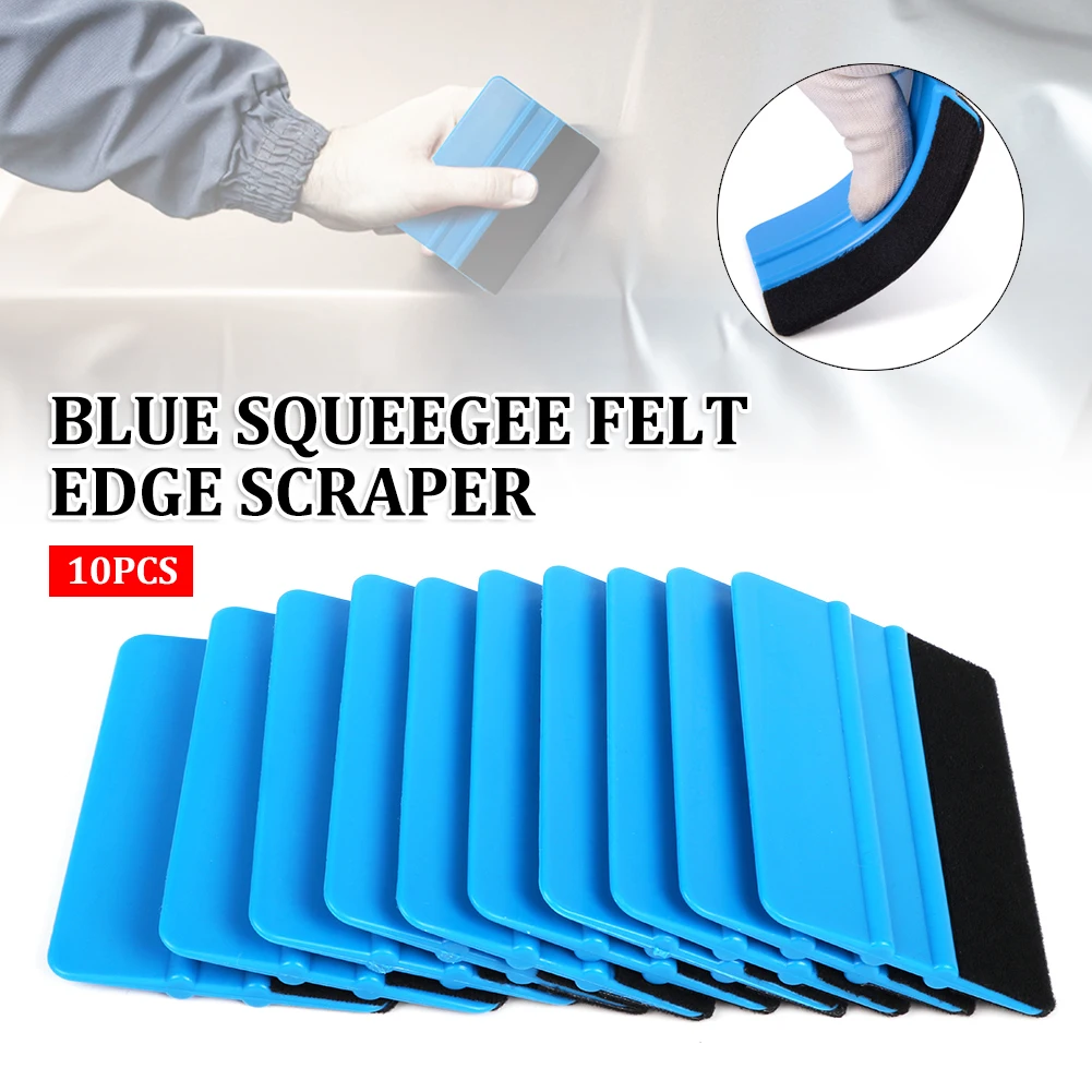 

10Pcs Blue Squeegee Felt Edge Scraper Car Decals Vinyl Wrapping & Tint Tools For Razor Blade Scraper Automatic Film Squeegee Set