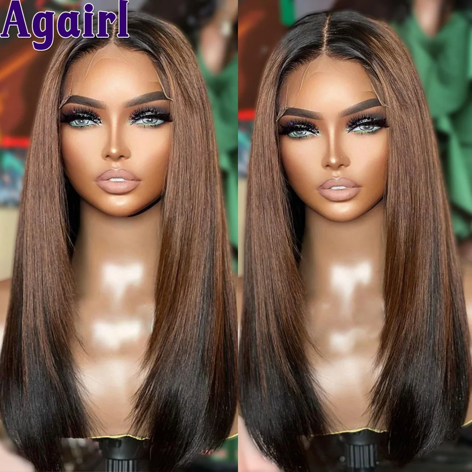 

Ombre Brown Black Peruvian Bone Straight 13x6 Short Bob Lace Frontal Wig Glueless 13X4 Human Hair Wigs 5X5 Lace Closure Bob Wigs