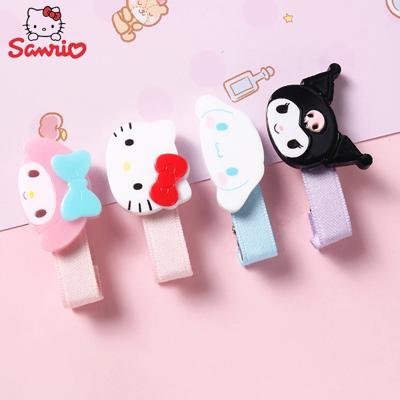 

Sanrio Kawaii Hairpin Hello Kitty Cinnamoroll Kuromi Cute Face Cartoon Girl Heart Acrylic Hairpin Girl Hair Decoration Genuine
