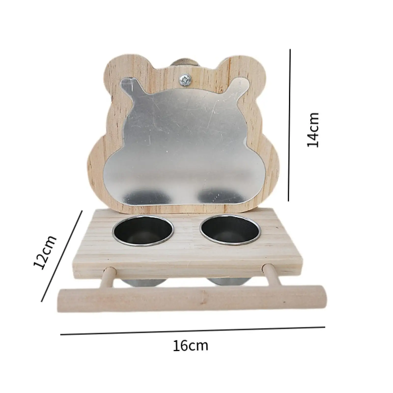 Деревянная портативная кормушка для птиц окунь с зеркалом и чашками кормления из