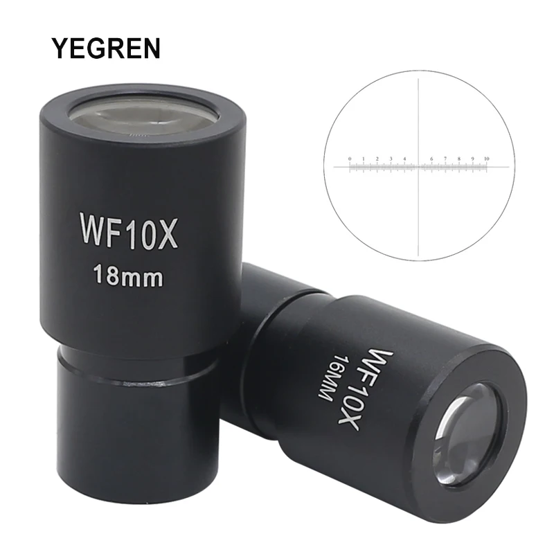 

1 Piece Wide Field WF10X Eyepiece Field View 16mm 18mm for Biological Microscope Optical Lens with or without Reticle Scale