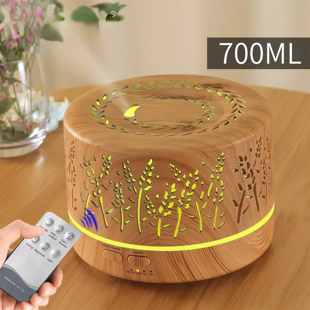 

REUP 700ml Remote Control Ultrasonic Electric Air Humidifier Aroma Diffuser Essential Oil Cool Mist Maker 7 LED Light Coloful