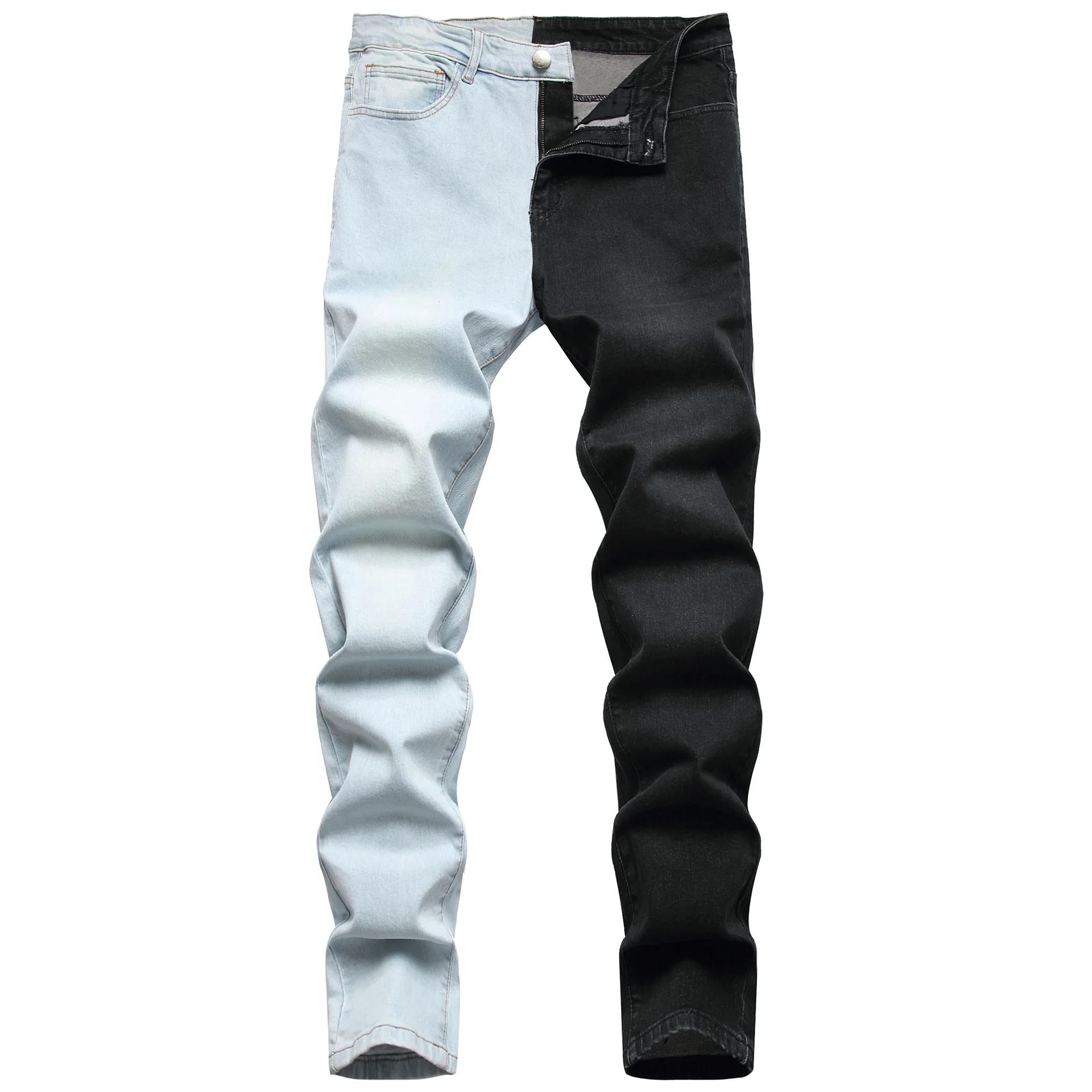 2022 New Spliced Jeans Fashion Trend Men Micro Elastic Slim Men's Jeans Multi-color Spliced Black Jeans Hombre  Denim  Homme