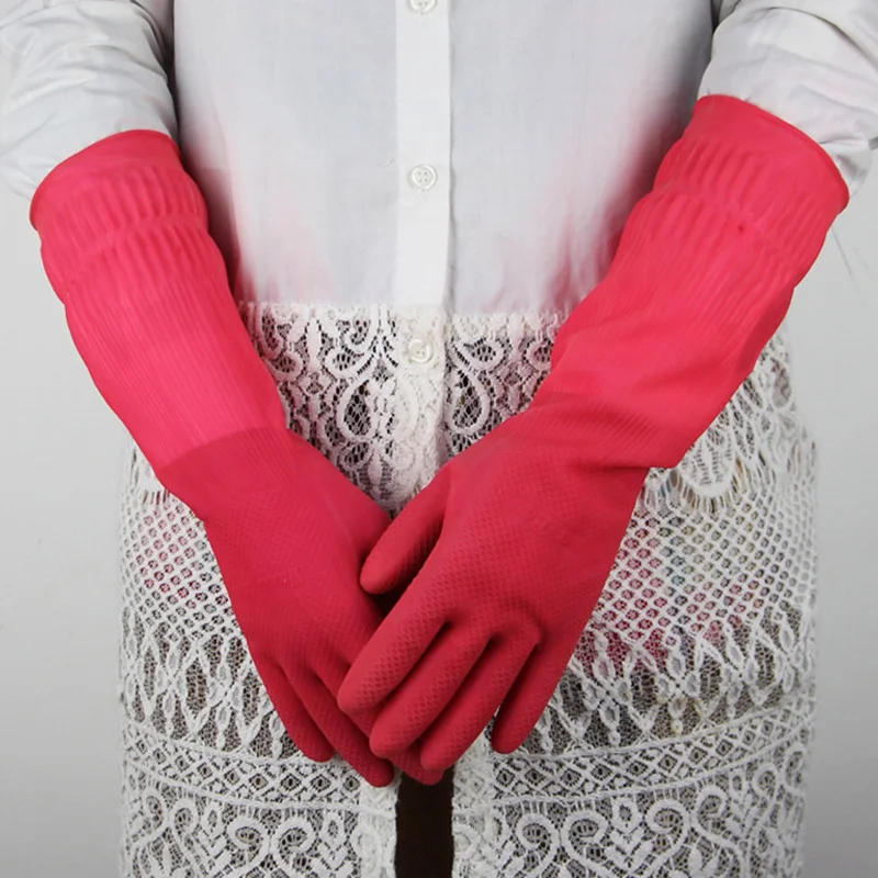 

Waterproof Dishwashing Kitchen Clean Tools Durable Household Scrubber Dish Washing Latex Rubber Gloves