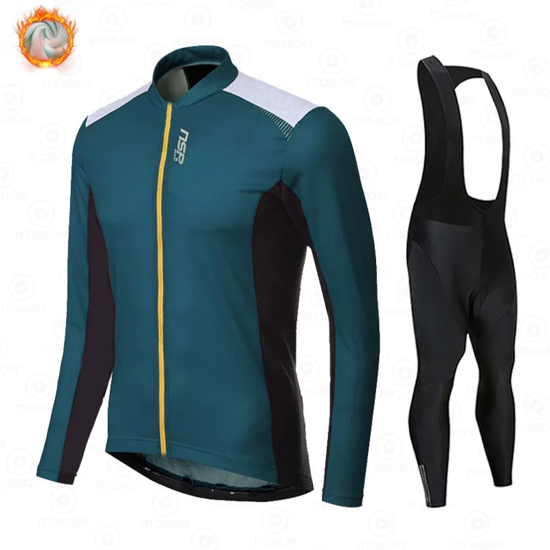

NSR 2022 Winter Cycling Clothing New MTB Bicycle Wear Ropa Ciclismo Men Long Sleeve Thermal Fleece Bike Maillot Team Cycling Set