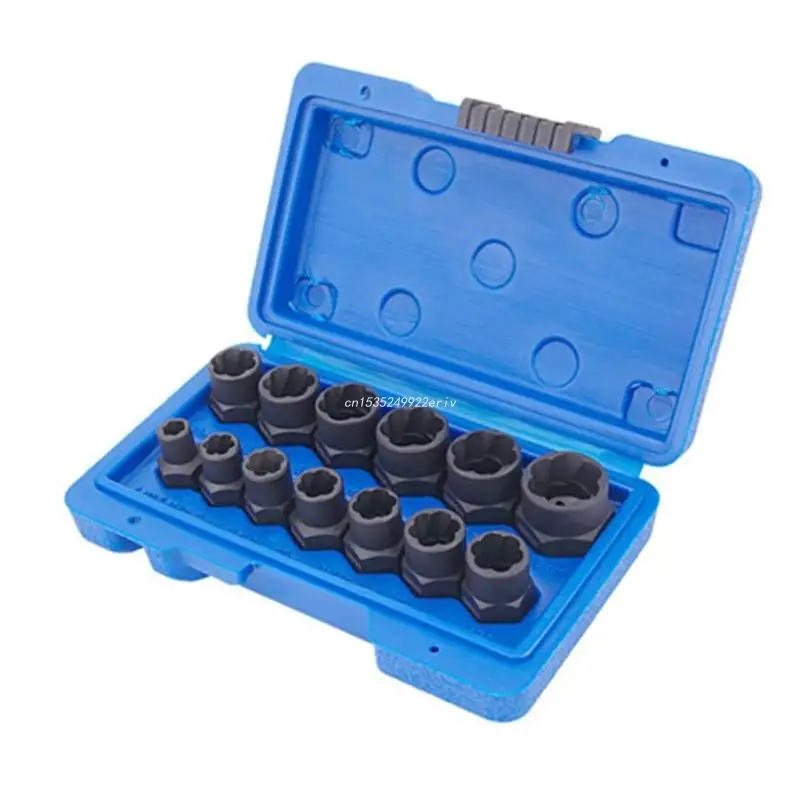 

13x 6.35-19mm Professional Rugged Impact Bolt Nut Remover Set with Storage Box