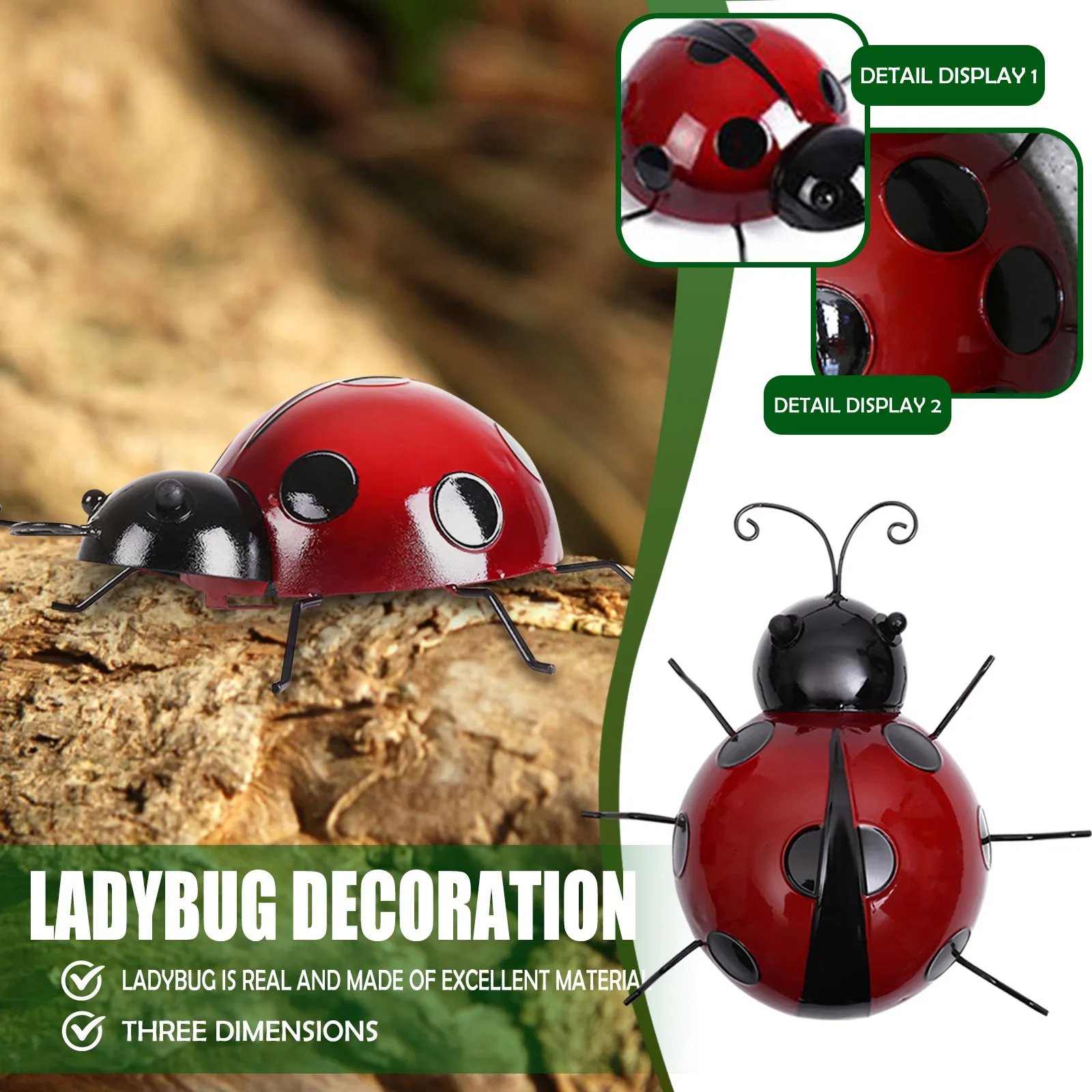 10/16/20 см Кованая сталь Маленькая божья коровка декор для наружного декора садовых фигурок декоративный металлический забор фигурка.