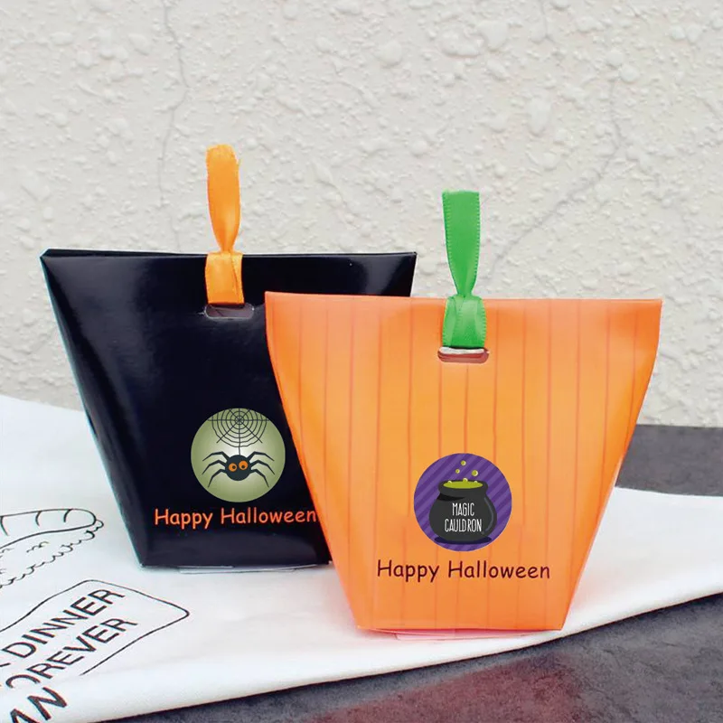 50-500pcs 1inch round halloween pumpkin bat spider scrapbooking accessories interesting party supplies stickers aesthetic - купить по