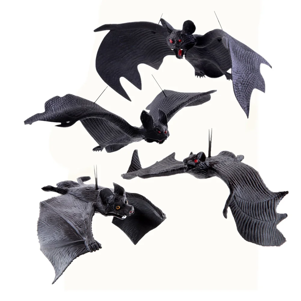 

4pcs Simulation Bat Realistic Spooky Hanging Bats Tricky Props for Haunted House