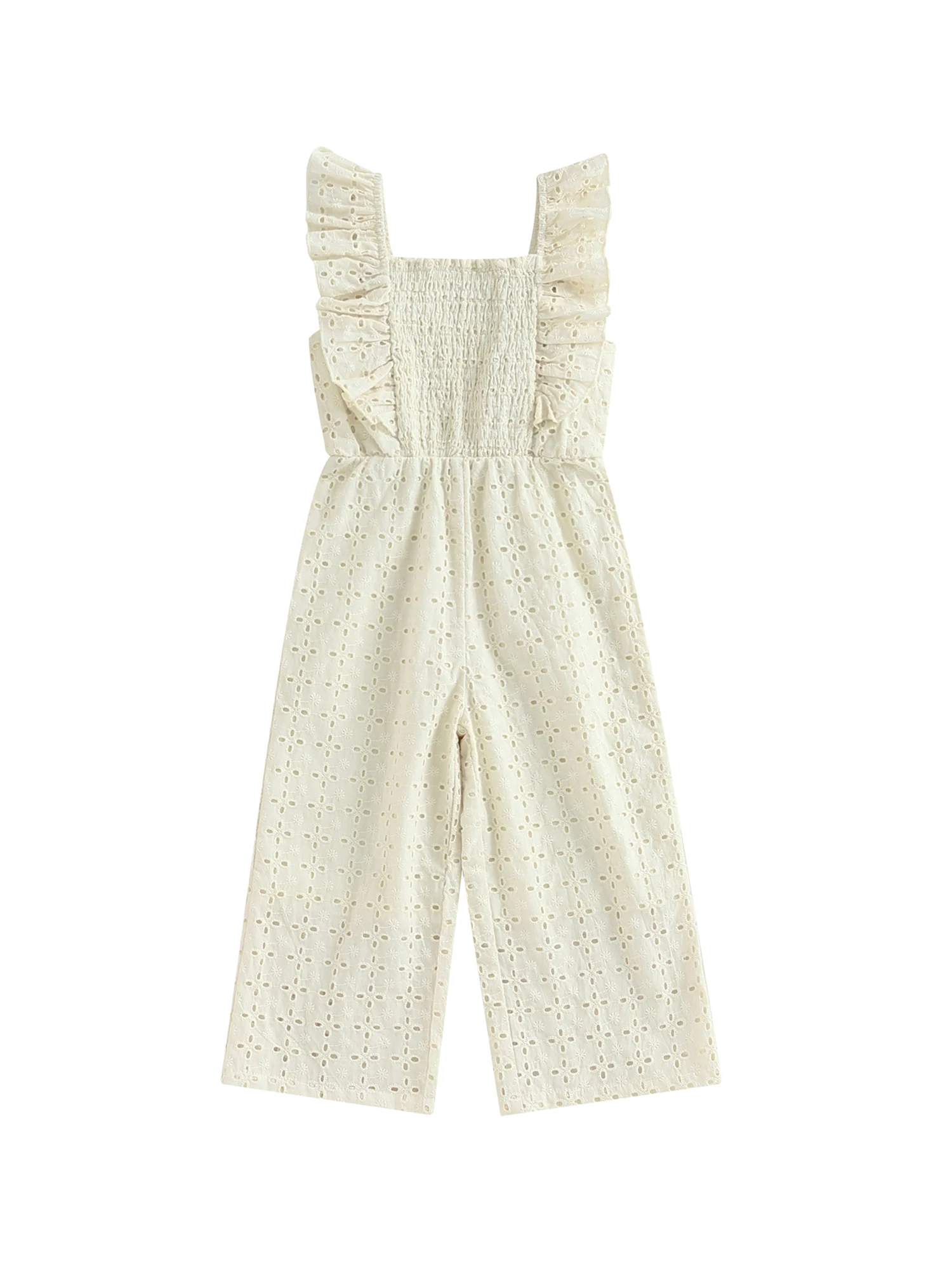 

3-7T Toddler Girls Summer Casual Romper Ruffle Sleeve Floral Hollow Jumpsuit Princess Clothes